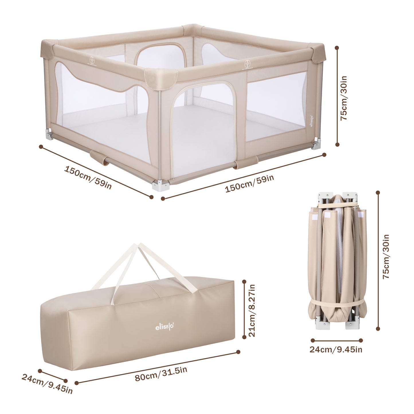 Elissio® Grondbox Inklapbaar 150x150 - Beige Speelballen Edition PRE-ORDER