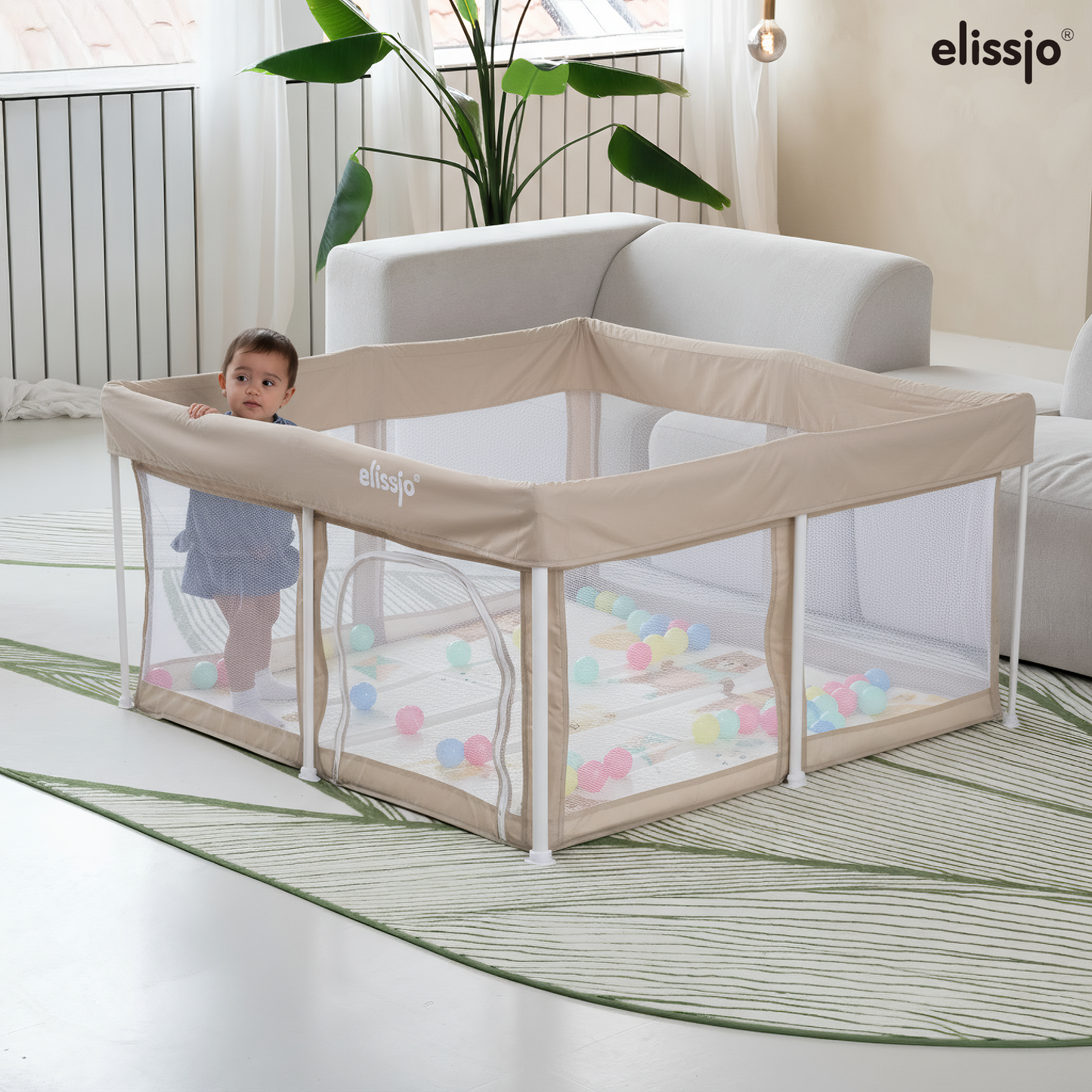 Elissio Grondbox Baby – 125×125 cm - Beige