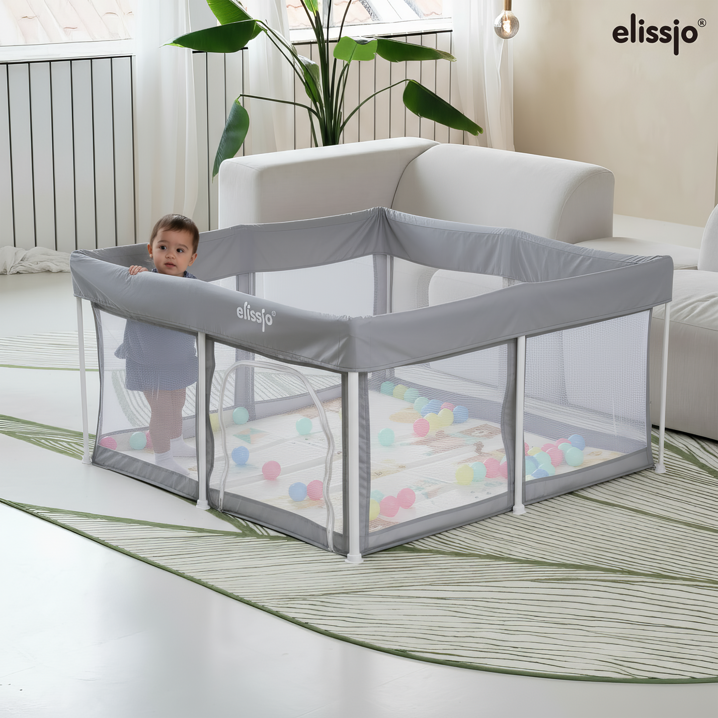 Elissio Grondbox Baby – 125×125 cm - Grijs