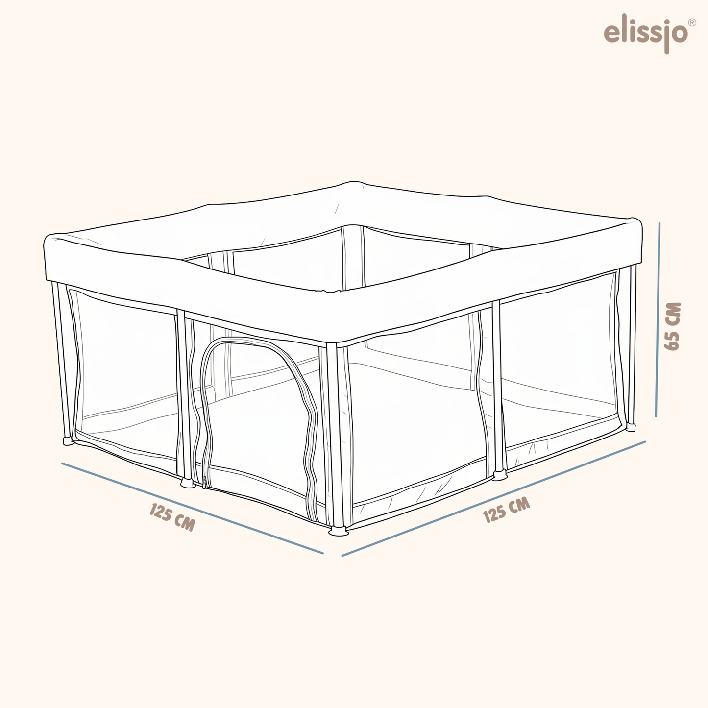 Elissio® Laufstall Klappbar 125×125 cm Beige