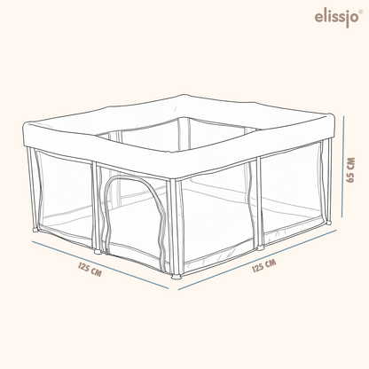 Elissio® Laufstall Klappbar 125×125 cm Grau
