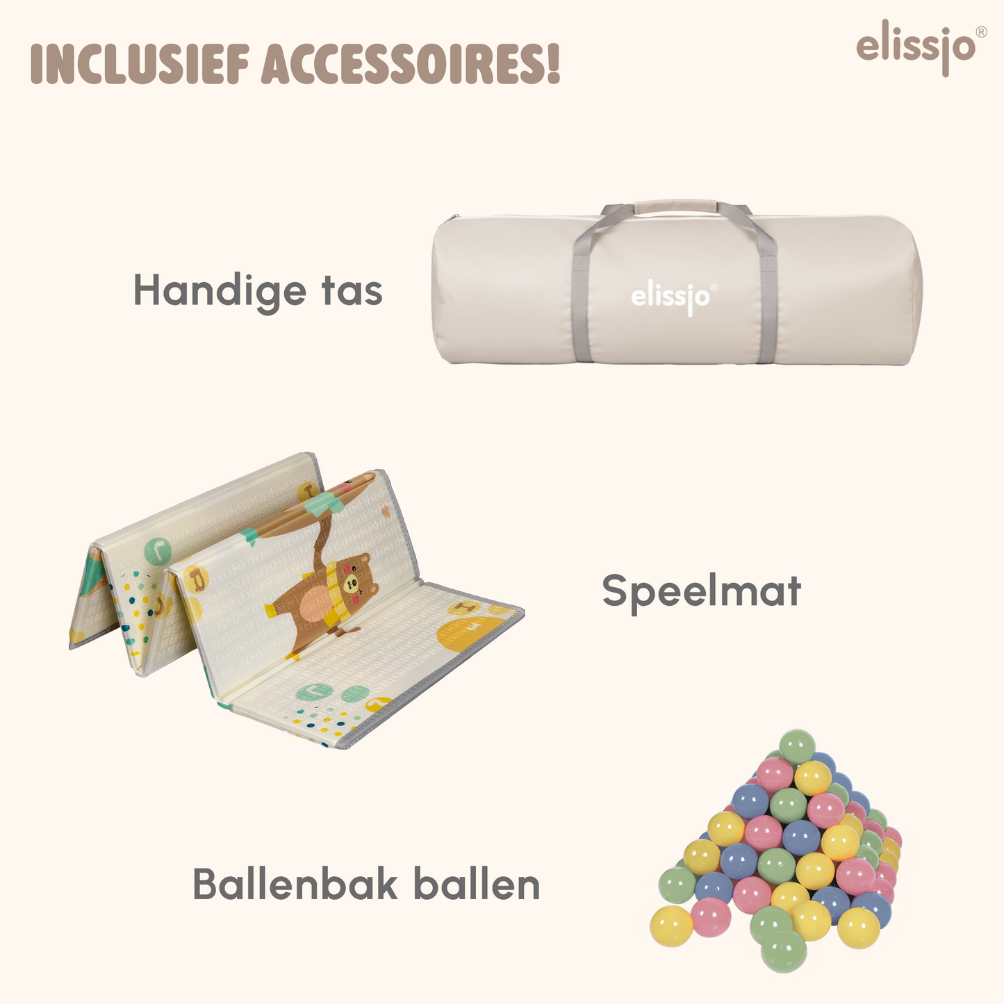 Elissio Grondbox Baby – 125×125 cm - Beige