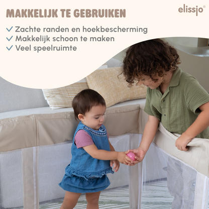 Elissio® Laufstall Klappbar 125×125 cm Beige