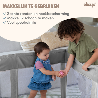 Elissio® Laufstall Klappbar 125×125 cm Grau