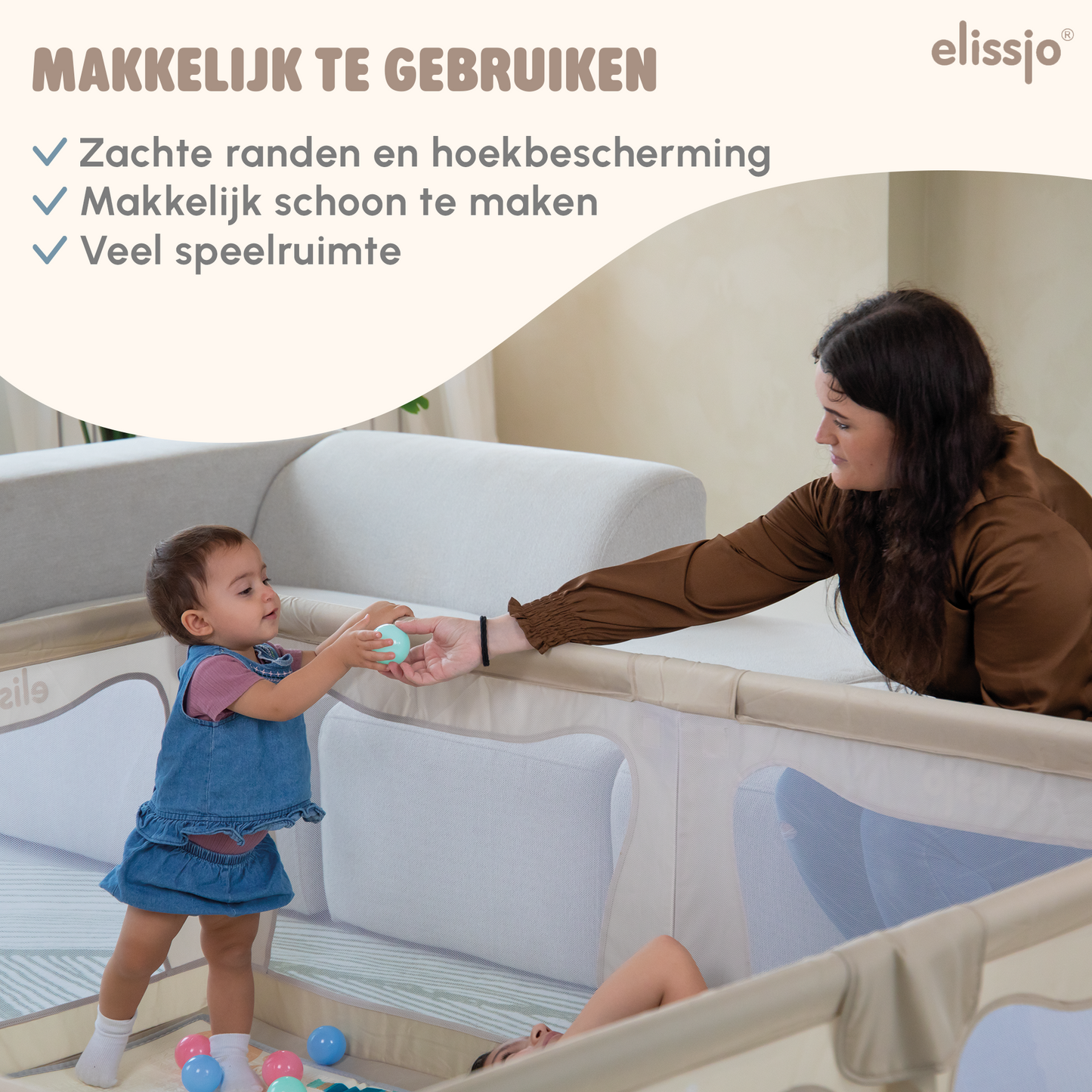 Elissio Grondbox Baby – 180×150 cm - Beige