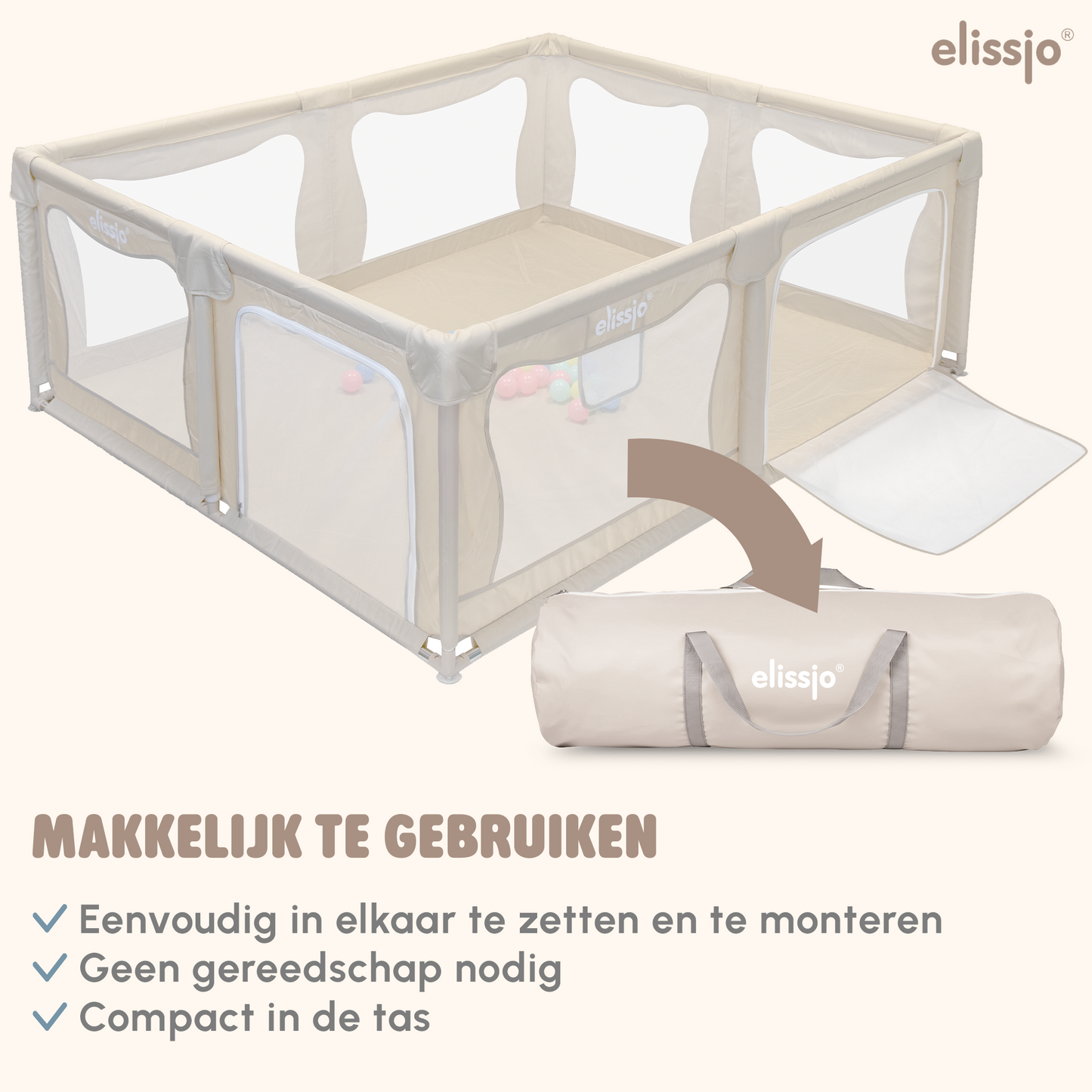 Elissio Grondbox Baby – 180×150 cm - Beige