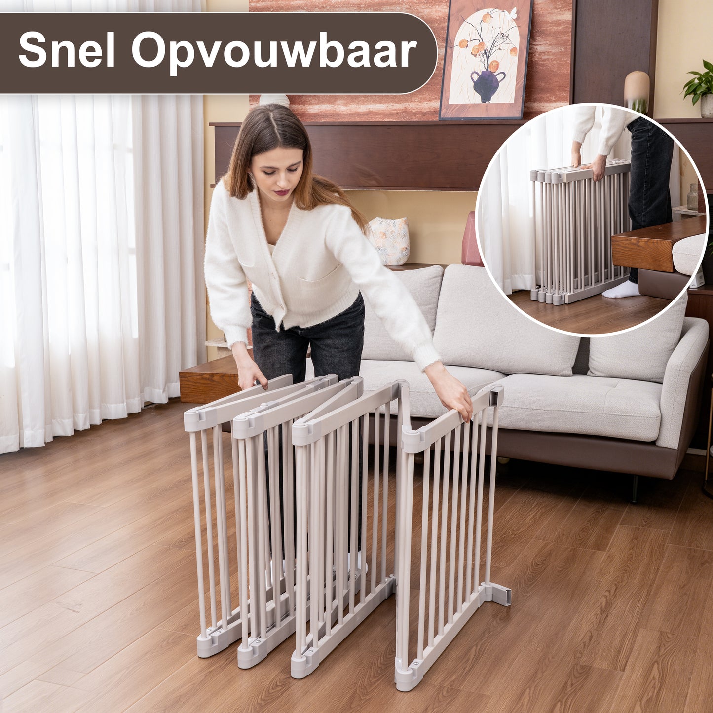 Japandi Beige Houten Inklapbare Grondbox Multifunctioneel 130x130x70