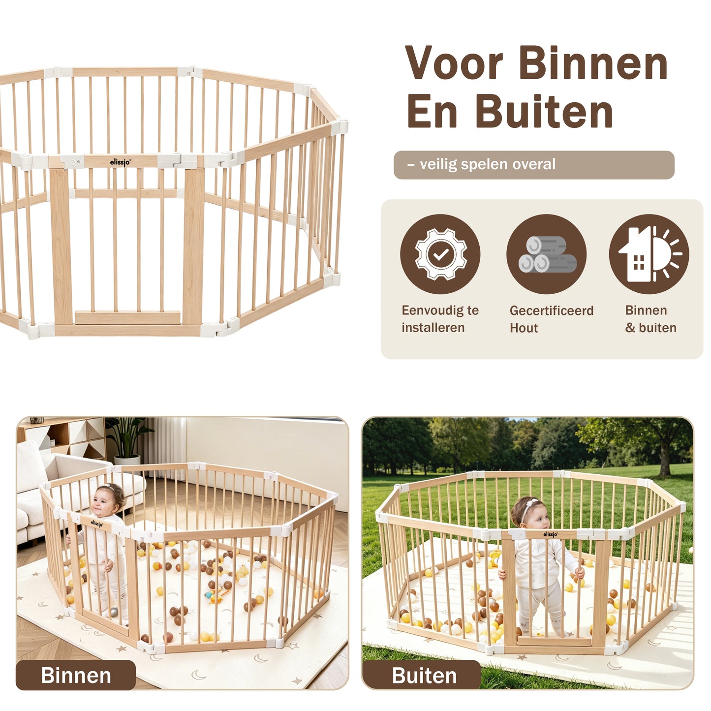 Houten Inklapbare Grondbox Multifunctioneel 130x130x70