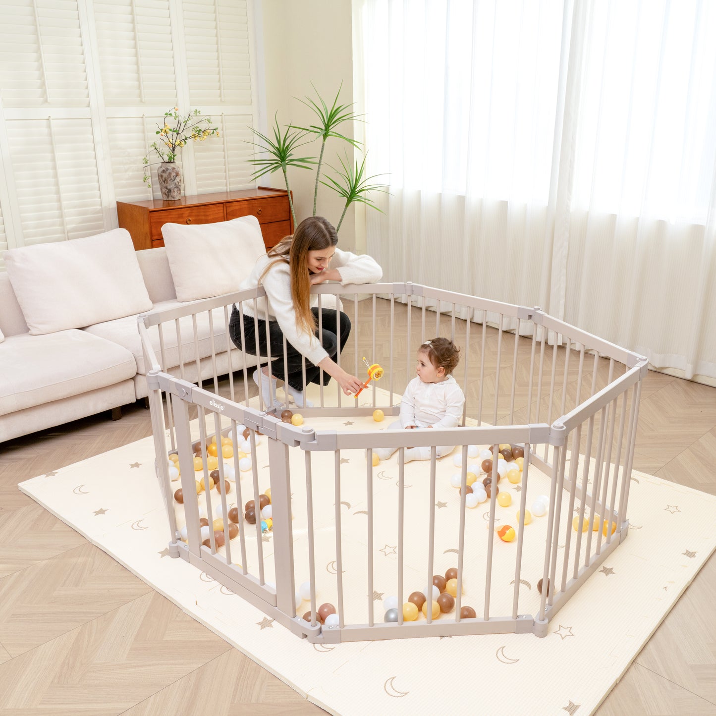 Japandi Beige Houten Inklapbare Grondbox Multifunctioneel 130x130x70